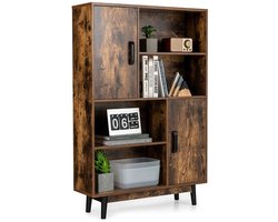 Veelzijdige Boekenkast met 4 Niveaus en Deuren - Bruin – foto 1