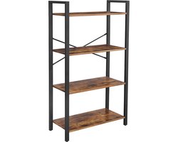 Veelzijdige Boekenkast met 4 Niveaus en Stalen Frame - Bruin-Zwart – foto 2