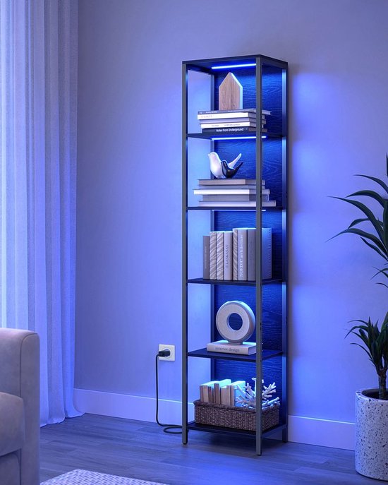 Veelzijdige Boekenkast met Sfeervolle LED-Verlichting en 6 Niveaus – foto 3