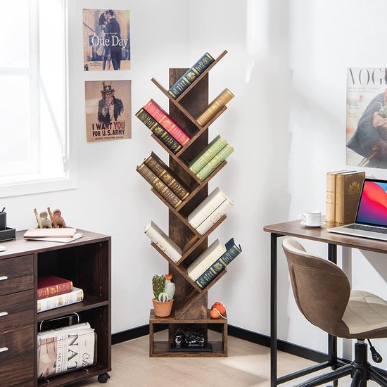 Boomvormige Boekenkast met Lade - Staande Opbergplank voor Thuis – foto 3