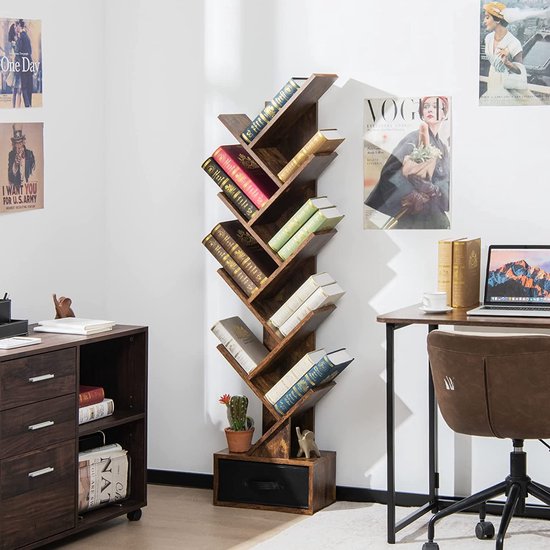 Boomvormige Boekenkast met Lade - Staande Opbergplank voor Thuis – foto 6