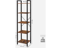 Set van 2 Vintage Industriële Boekenkasten met 5 Niveaus - Multifunctioneel – foto 4