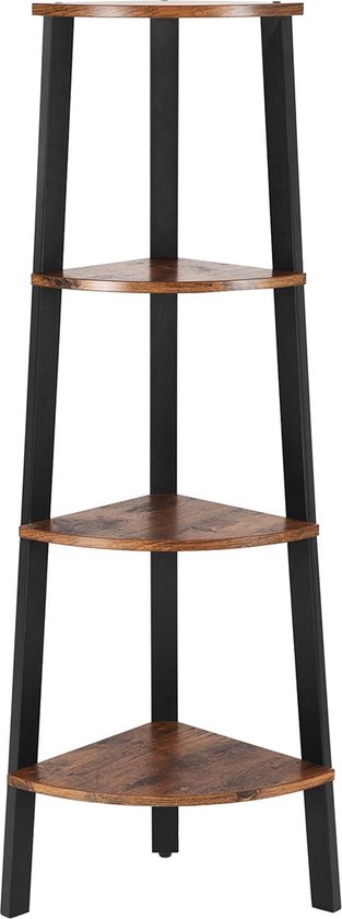 Hoek Boekenplank met 4 Niveaus en Stabiel Stalen Frame - Vintage Industrieel Design – foto 1