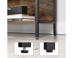 Boekenrek met Haken - Industriële Stijl - Bruin Houtlook en Metaal – foto 1