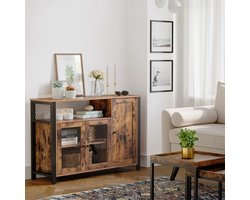 Industriële Buffetkast met Glazen Deuren – Vintage Bruin en Zwart Design – foto 5
