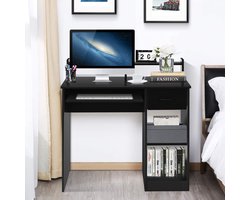 Compact Zwart Bureau met Lades en Uitschuifbaar Toetsenbordblad – foto 1