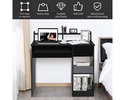 Compact Zwart Bureau met Lades en Uitschuifbaar Toetsenbordblad – foto 5
