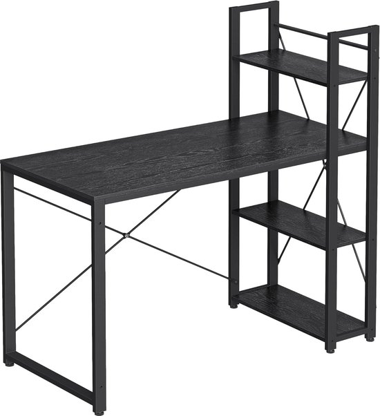 Veelzijdig Bureau met Opbergplanken - Zwart Ebbenhout Look – foto 4