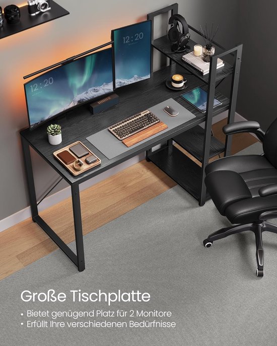 Veelzijdig Bureau met Opbergplanken - Zwart Ebbenhout Look – foto 6