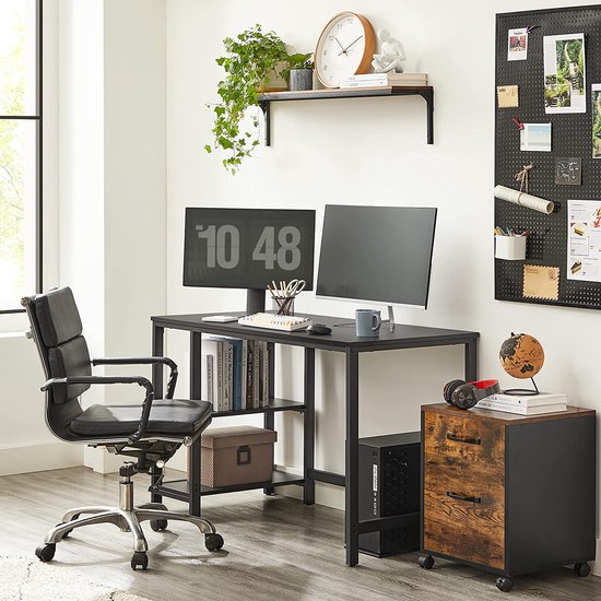 Stijlvol en Ruim Kantoorbureau met Opbergruimte - Vintage Bruin-Zwart – foto 5