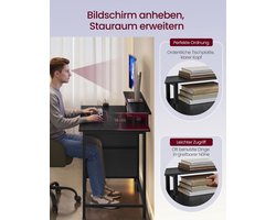 Ergonomisch Bureau met LED-Verlichting en Opbergruimte - Ebbenhout Zwart – foto 3