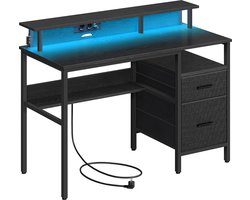 Elegant Bureau met Lades en Geïntegreerde Stopcontacten - Ebbenhout Zwart – foto 1