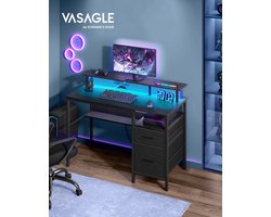 Elegant Bureau met Lades en Geïntegreerde Stopcontacten - Ebbenhout Zwart – foto 3