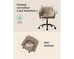Ergonomische Bureaustoel - Comfortabele Zitting - Met Wielen - Bruin – foto 4