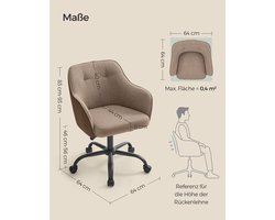 Ergonomische Bureaustoel - Comfortabele Zitting - Met Wielen - Bruin – foto 5