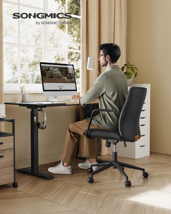Comfortabele en Verstelbare Bureaustoel met Ergonomische Ondersteuning - Inktzwart – foto 2