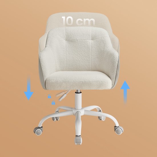 Ergonomische Bureaustoel met Zachte Sherpa Stof - Blauw – foto 5