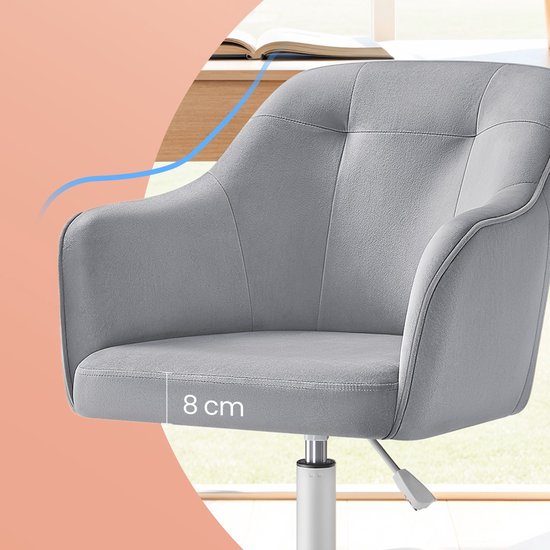 Comfortabele Bureaustoel met Fluweelbekleding - Verstelbaar & Ergonomisch – foto 4