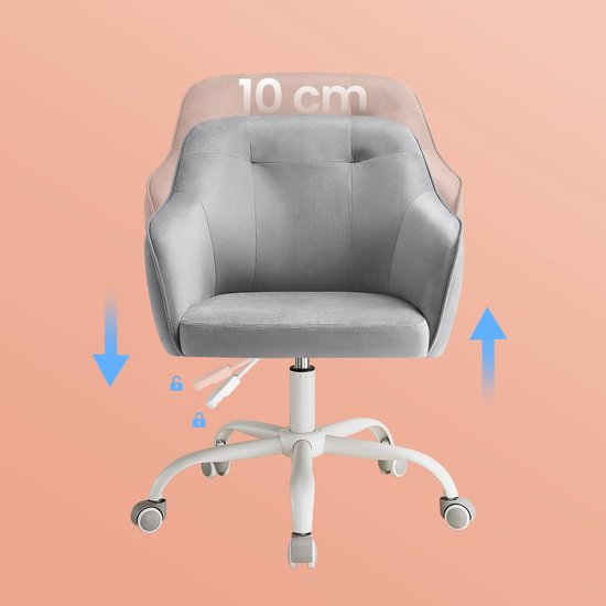 Comfortabele Bureaustoel met Fluweelbekleding - Verstelbaar & Ergonomisch – foto 5
