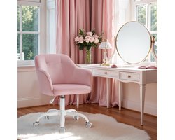 Comfortabele Bureaustoel - Klassiek Design met Fluweel Roze – foto 1