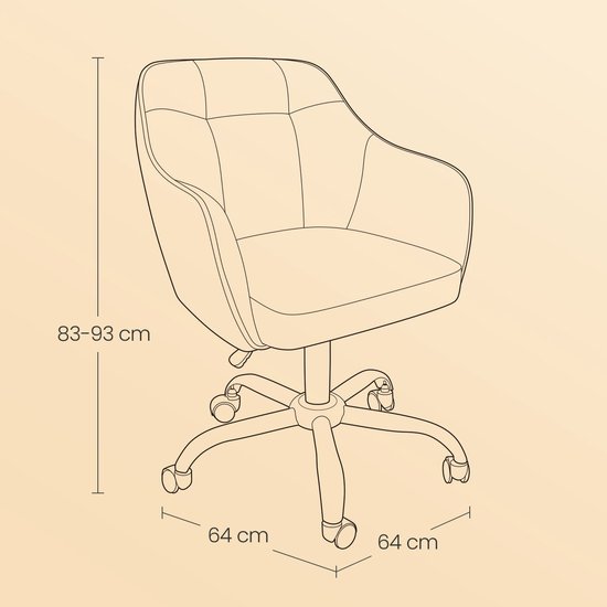 Comfortabele Bureaustoel - Klassiek Design met Fluweel Roze – foto 3