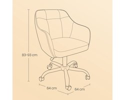 Comfortabele Bureaustoel - Klassiek Design met Fluweel Roze – foto 4