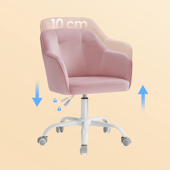 Comfortabele Bureaustoel - Klassiek Design met Fluweel Roze – foto 6