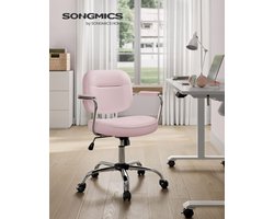Luxe Bureaustoel met Armleuningen – Pastelroze PU – foto 1