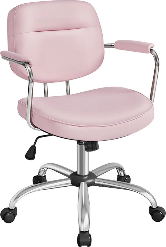 Luxe Bureaustoel met Armleuningen – Pastelroze PU – foto 3
