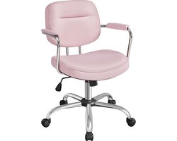 Luxe Bureaustoel met Armleuningen – Pastelroze PU – foto 4