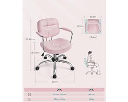 Luxe Bureaustoel met Armleuningen – Pastelroze PU – foto 5