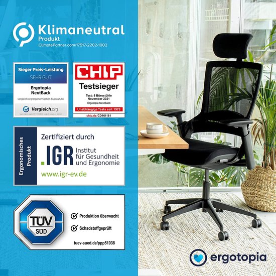 Luxe Ergonomische Bureaustoel met Verstelbare Hoofd- en Lendensteun – foto 3