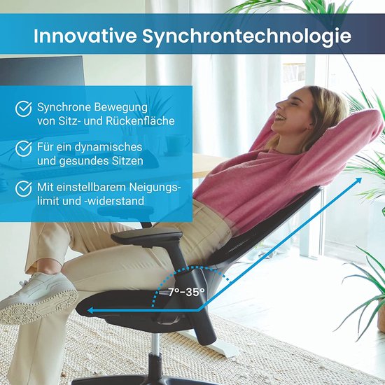 Luxe Ergonomische Bureaustoel met Verstelbare Hoofd- en Lendensteun – foto 6