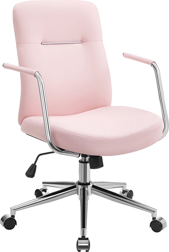 Ergonomische Bureaustoel met Rugleuning en Gebogen Zitting - Pastelroze – foto 4