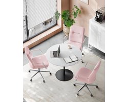 Ergonomische Bureaustoel met Rugleuning en Gebogen Zitting - Pastelroze – foto 5