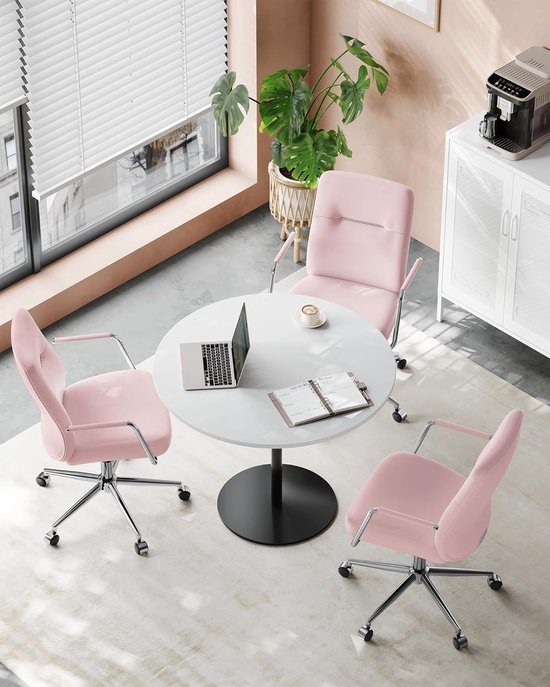 Ergonomische Bureaustoel met Rugleuning en Gebogen Zitting - Pastelroze – foto 6