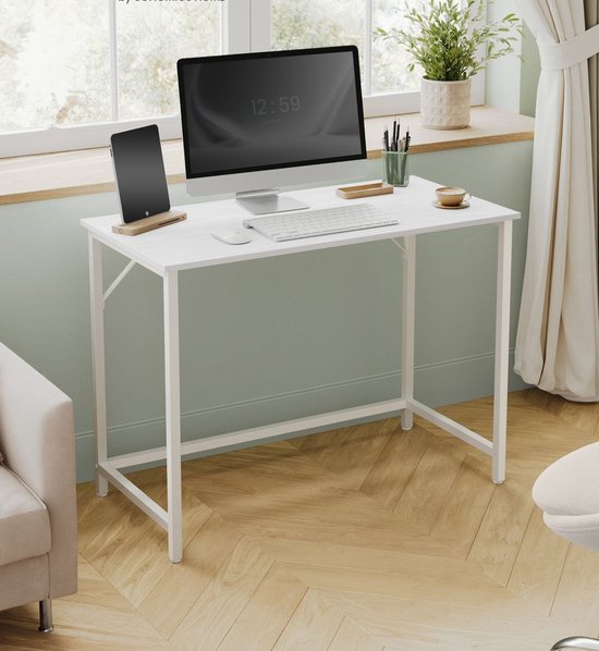 Elegant Wit Bureau - Industrieel Design met Ruim Werkblad – foto 3