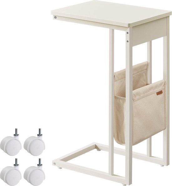 C-vormige bijzettafel met stoffen opbergtas en flexibele poten – foto 1