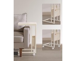 C-vormige bijzettafel met stoffen opbergtas en flexibele poten – foto 4