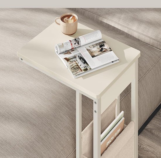 C-vormige bijzettafel met stoffen opbergtas en flexibele poten – foto 5