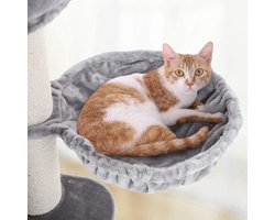 Verstelbare Krabpaal met Kattenhuis en Ligplaats - Grijs – foto 4