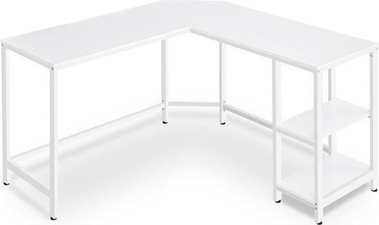 Ruim Hoekbureau met Opbergplanken - Esdoornwit Werkplek – foto 5