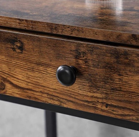 Industriële consoletafel met 2 laden – Vintage bruin-zwart – foto 5