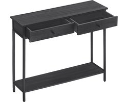 Stijlvolle consoletafel met 2 laden – Antracietgrijs & Inktzwart – foto 2