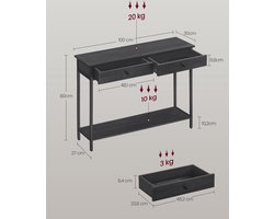Stijlvolle consoletafel met 2 laden – Antracietgrijs & Inktzwart – foto 3
