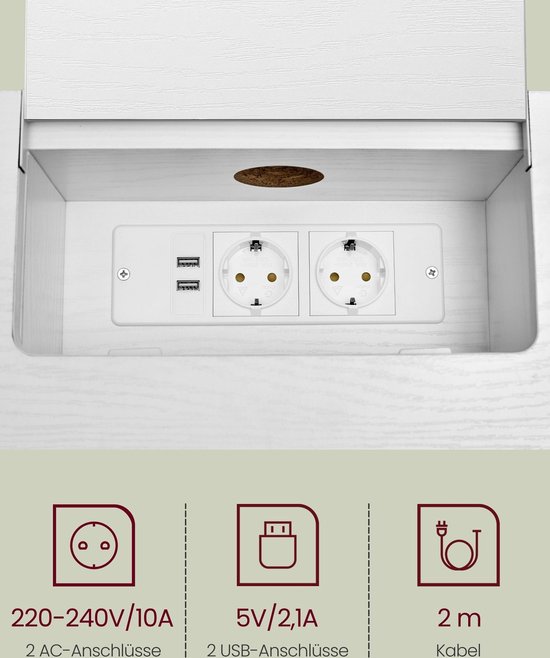 Witte Consoletafel met Geïntegreerde Stopcontacten voor Uw Hal of Woonkamer – foto 5