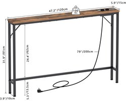 Slanke Consoletafel met Geïntegreerd Laadstation - Vintage Bruin – foto 4