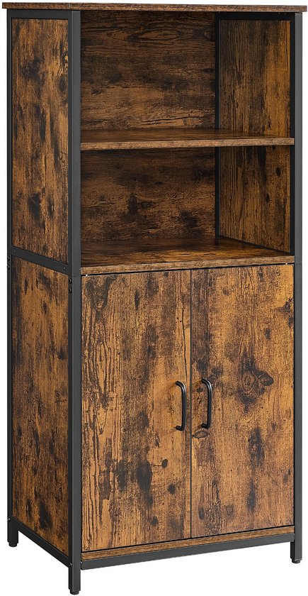 Veelzijdige Opbergkast met Deuren en Verstelbare Planken - Vintage Bruin Zwart – foto 5