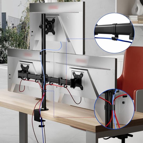 Ergonomische Monitorarm voor Drie Schermen - Zwart Staal – foto 4