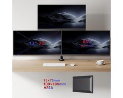 Ergonomische Monitorarm voor Drie Schermen - Zwart Staal – foto 5
